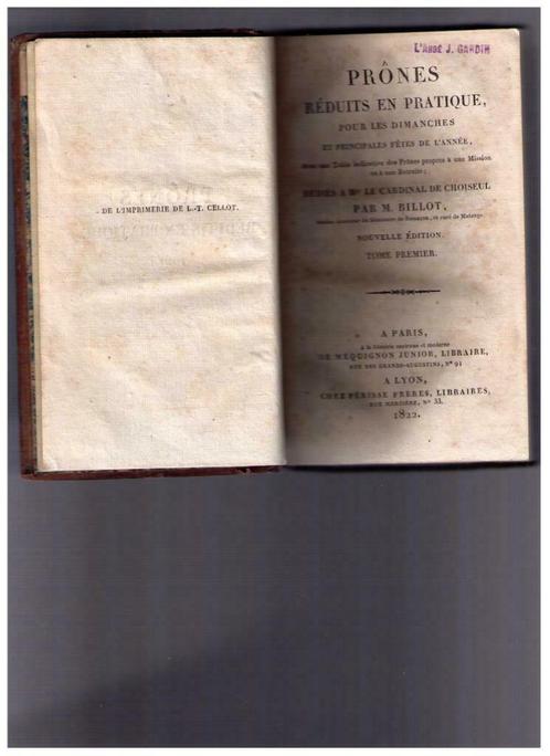 Verminderde preken in de praktijk voor zondag... 1822 Billot, Boeken, Godsdienst en Theologie, Gelezen, Christendom | Katholiek