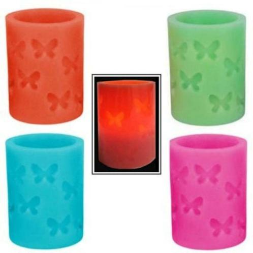 Ledkaars kaars op batterij wax gekleurd vlinder 11 cm, Huis en Inrichting, Woonaccessoires | Kandelaars en Kaarsen, Nieuw, Kaars