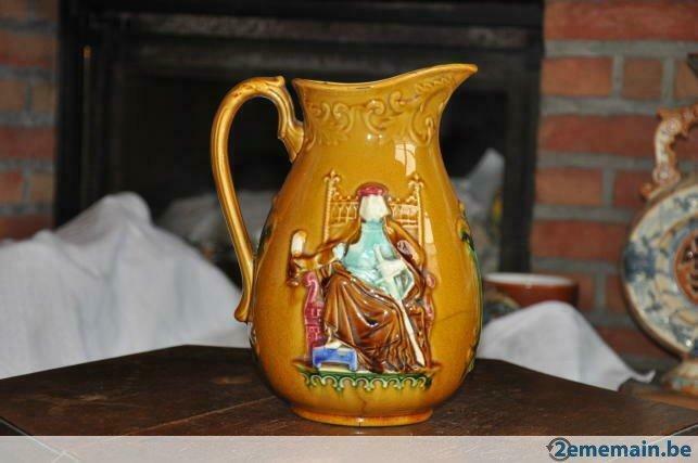 pichet barbotine nimy a restaurer, Antiek en Kunst, Antiek | Keramiek en Aardewerk