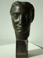 1949 DOLF LEDEL bronzen Art Deco hoofd brons St Gilles dédic, Ophalen