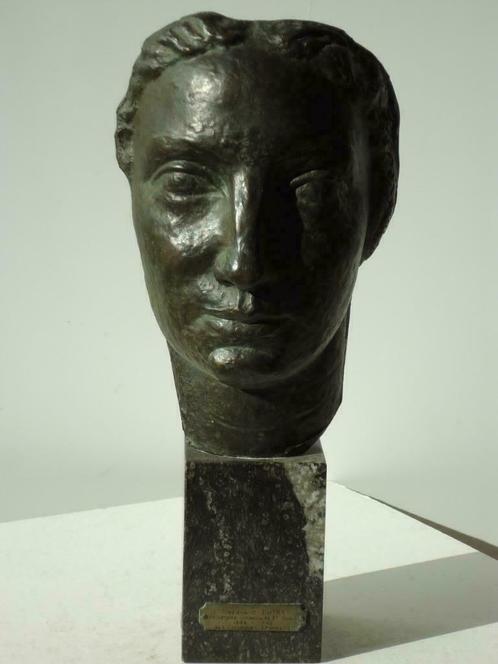 1949 DOLF LEDEL bronzen Art Deco hoofd brons St Gilles dédic, Antiek en Kunst, Kunst | Beelden en Houtsnijwerken, Ophalen
