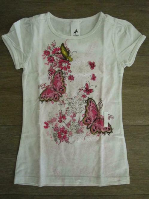 T-shirt / Tuniek wit met roze en zilver maat 110 meisje, Enfants & Bébés, Vêtements enfant | Taille 110, Utilisé, Fille, Chemise ou À manches longues