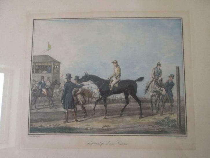 oude prent 'préparatifs d'une Course', Carle vernet, Antiek en Kunst, Curiosa en Brocante, Ophalen
