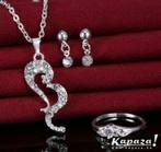 Rhinestone Crystal Necklace Earrings Ring Jewelry, Ophalen, Nieuw