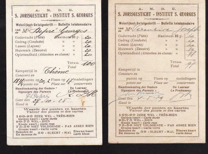 Wekelijks getuigschrift  S. Jorisgesticht - Institut S. Geor, Verzamelen, Overige Verzamelen, Gebruikt, Ophalen of Verzenden