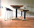 Industriële tafel industriële tafelpoten betonnen tafelpoten, 100 tot 150 cm, Vijf personen of meer, Overige vormen, Teakhout