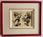 DISNEY MICKEY MINNIE zwart wit glazen frame 22x19 cm, Verzamelen, Verzenden, Mickey Mouse, Nieuw, Plaatje of Poster