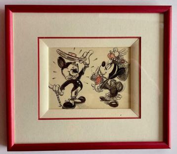 DISNEY MICKEY MINNIE noir et blanc cadre verre 22x19 cm, Envoi, Mickey Mouse, Neuf, Image ou Affiche