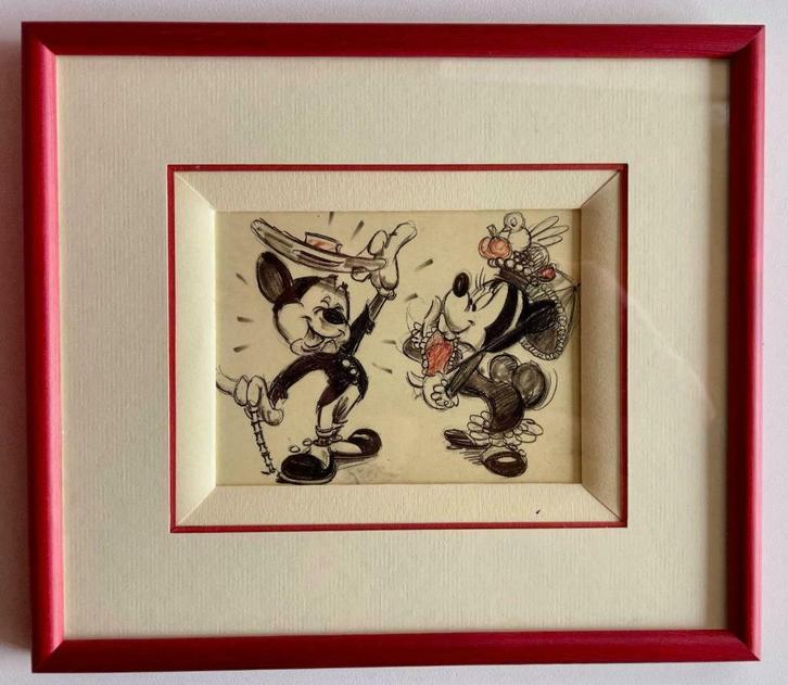 DISNEY MICKEY MINNIE zwart wit glazen frame 22x19 cm, Verzamelen, Disney, Nieuw, Plaatje of Poster, Mickey Mouse, Verzenden