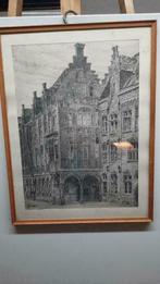 Potloodtekening  stadhuis , Mechelen van H . CABES, Enlèvement