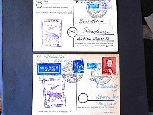 1e Helicopterpost FDC Wupperthal/Dusseldorf 1951 (2stuks), Postzegels en Munten, Postzegels | Europa | Duitsland, Gestempeld, BRD