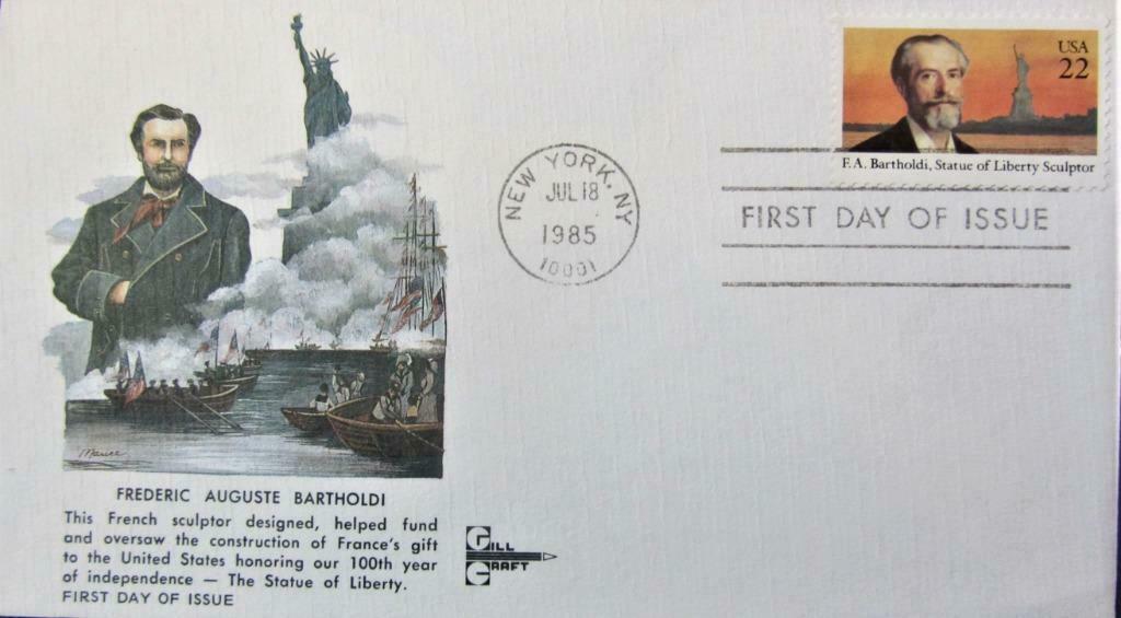 FDC- U.S.A.- KUNST- BARTHOLDI, SCULPTEUR V. H.VRIJHEIDSBEELD, Ophalen of Verzenden, Gestempeld, Overige thema's