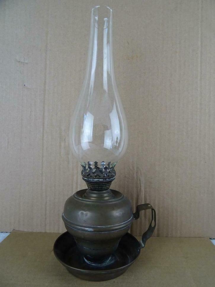 Antieke olielamp antiek olielampje antiek 34 cm circa 1850, Antiek en Kunst, Antiek | Verlichting, Ophalen of Verzenden