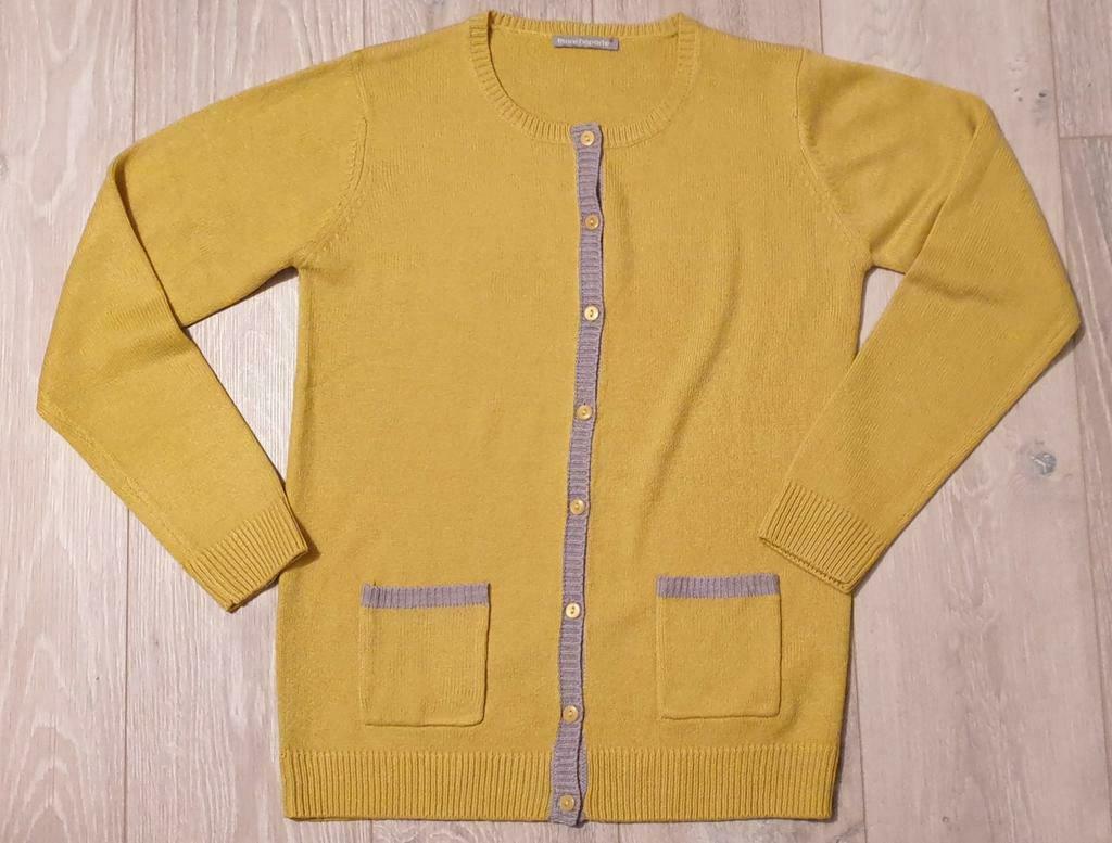 Gilet bicolore (jaune-vert / gris) toucher cachemire, Taille 38/40 (M), Comme neuf, Blancheporte, Jaune