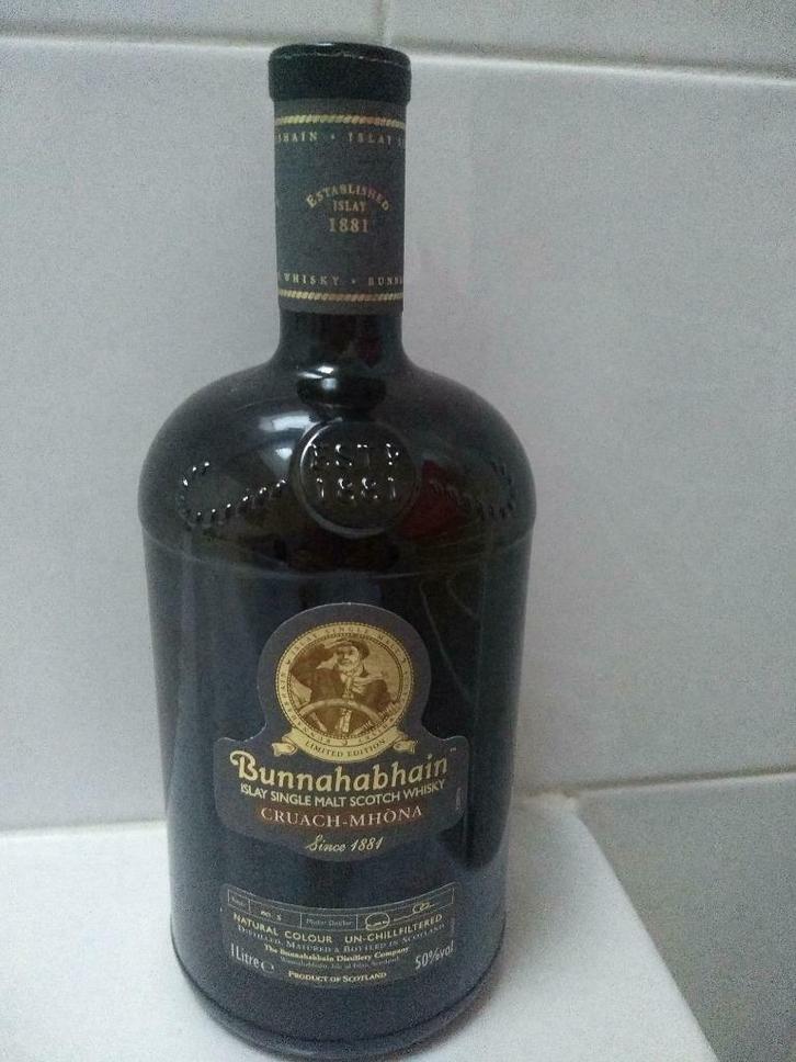 Lege fles Bunnahabhain Islay single Malt 1L 50% zonder kurk, Verzamelen, Merken en Reclamevoorwerpen, Gebruikt, Verpakking, Verzenden