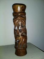 Prachtige afrikaanse kandelaar in hout, Ophalen of Verzenden, Kandelaar, Bruin, Hout