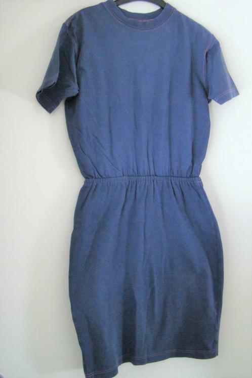 jurk m 36 38 tricot T-shirt stof = blauw + fuchsia stiksel, Kleding | Dames, Jurken, Gedragen, Maat 36 (S), Blauw, Boven de knie