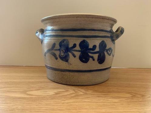 Pot en Grès gris avec motif bleu - 24 x 16 cm, Maison & Meubles, Accessoires pour la Maison | Vases, Utilisé, Bleu, Moins de 50 cm