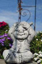 Kabouter, trol, kabouter in gepatineerde steen, Tuin en Terras, Tuinbeelden, Ophalen of Verzenden, Nieuw, Steen, Tuinkabouter