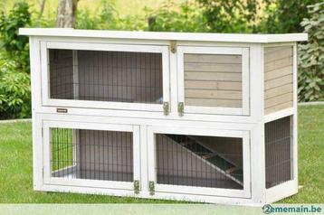 Clapier double étage bois BLANC GRIS clapier lapin XXL NEUF, Envoi, Neuf