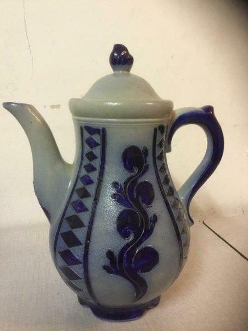 Koffiekan  grijs blauw aarde - handwerk Westerwald, Antiek en Kunst, Antiek | Keramiek en Aardewerk, Ophalen
