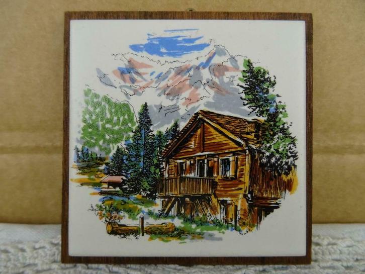 Vintage Frans tegeltje Sauvimes-sur-Lac 1988 curiosa kunst, Antiek en Kunst, Antiek | Wandborden en Tegels, Ophalen of Verzenden