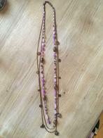 Sautoir I LOVE YOU perles mauves et cuivrées neuf, Handtassen en Accessoires, Kettingen, Nieuw, Paars, Overige materialen