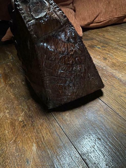 Très ancien sac croco véritable 1890, Antiquités & Art, Antiquités | Autres Antiquités