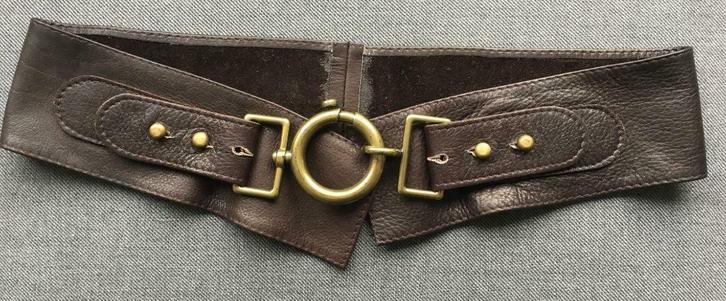 Bruine 100% leder riem, ceintuur., Kleding | Dames, Riemen en Ceinturen, Zo goed als nieuw, Tailleriem, 80 tot 90 cm, 5 cm of meer