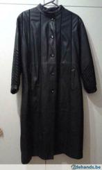 Lederen mantel / manteau en cuir, Ophalen, Zo goed als nieuw, Maat 42/44 (L), Zwart