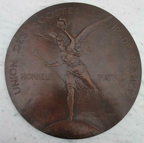 grote art nouveau plaque d'honneur Barrias - Lenoir, Antiquités & Art, Antiquités | Bronze & Cuivre, Bronze, Envoi