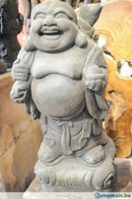 bouddha rieur voyageur en pierre reconstituée 40cm, Enlèvement ou Envoi, Neuf