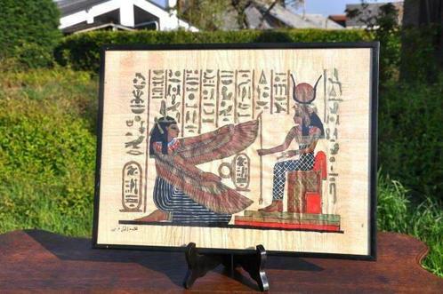 parchemin peint egyptien dans cadre plexi, Antiek en Kunst, Kunst | Tekeningen en Fotografie