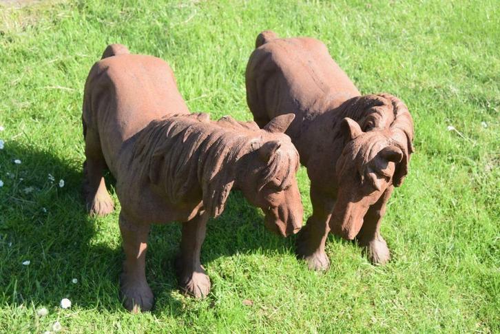 PATINA GIETIJZEREN TREKPAARDEN, Tuin en Terras, Tuinbeelden, Gebruikt, Dierenbeeld, Overige materialen, Ophalen