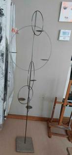 bougeoir sculpture fil fer anneaux soudé métal H : 143 cm, Antiquités & Art, Enlèvement ou Envoi