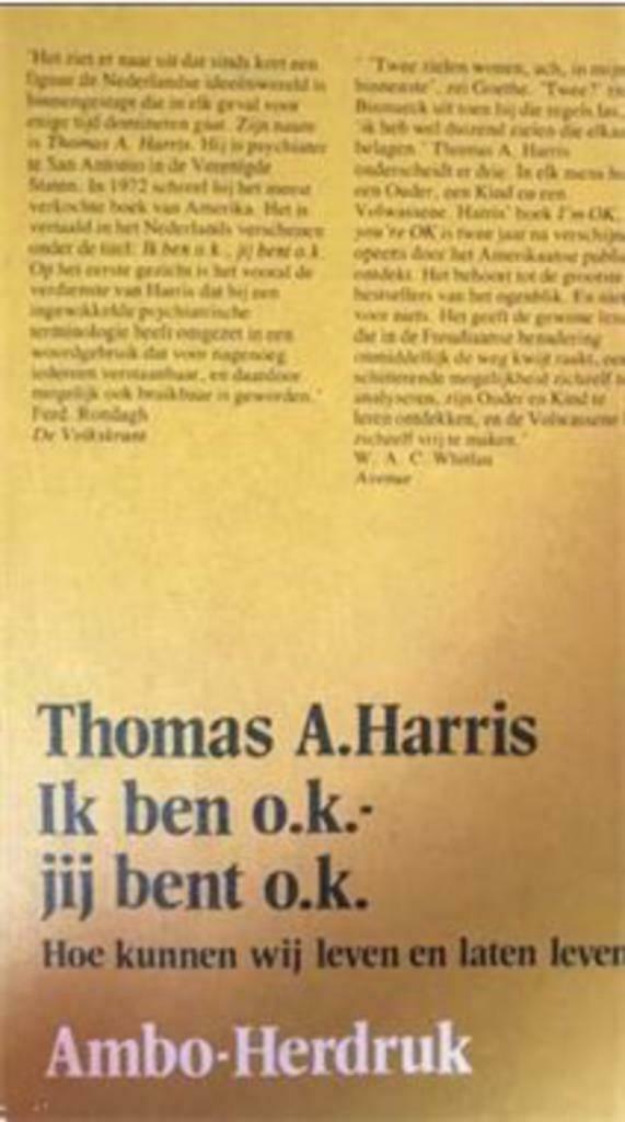 Ik ben o.k.-jij bent o.k., Thomas A.Harris, Boeken, Psychologie, Gelezen, Ophalen of Verzenden