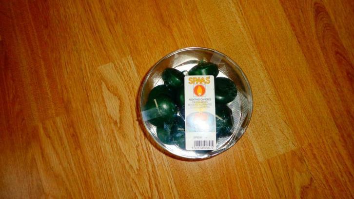 Spaas drijfkaarsen-donkergroen-12 st.-verpakt!-NIEUW, Huis en Inrichting, Woonaccessoires | Kandelaars en Kaarsen, Nieuw, Kaars