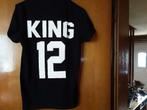T-shirt noir avec impression blanche KING 12 TM, Comme neuf, Noir, Enlèvement ou Envoi