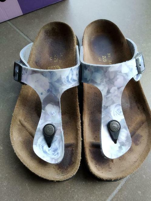 leuke slippers birkenstock papillio grijs met rozen maat 35