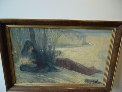 1919 J.P. VAN BIESBROECK 'de rust op de vlucht naar Egypte', Antiek en Kunst, Kunst | Schilderijen | Klassiek, Ophalen