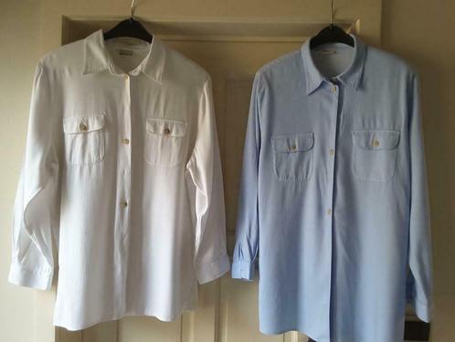 Witte en blauwe hemdbloes Vera Condotti, Kleding | Dames, Blouses en Tunieken, Gedragen, Maat 46/48 (XL) of groter, Ophalen of Verzenden