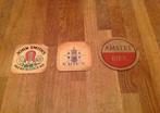 Lot de 3 sous bock anciens expo 58 / Amstel beer / Geuze, Collections, Marques de bière, Enlèvement, Amstel