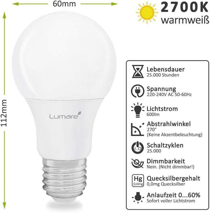 ampoule led E27 7w 3000K, Huis en Inrichting, Lampen | Losse lampen, Nieuw, Led-lamp, 30 tot 60 watt, E27 (groot), Soft of Flame