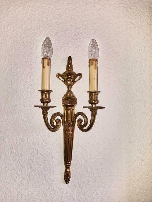 Set van 2 mooie koperen antieke wandlampen (applieken), Antiek en Kunst, Antiek | Verlichting, Ophalen of Verzenden