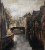 Brugge in de herfst, olie op doek, getekend LEEMPOEL, Antiek en Kunst, Kunst | Schilderijen | Klassiek