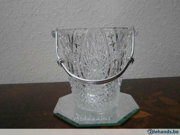 Kristallen ijsemmertje met verzilverde hendel., Antiek en Kunst, Antiek | Glaswerk en Kristal