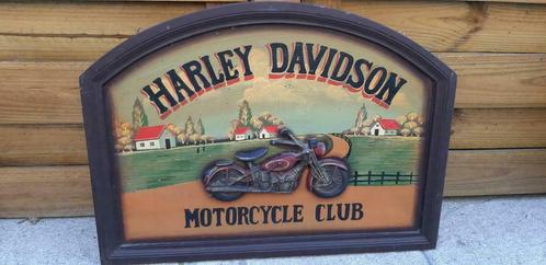 Houten pubbord in reliëf/ 3D Harley Davidson, Verzamelen, Merken en Reclamevoorwerpen, Zo goed als nieuw, Reclamebord, Verzenden