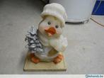 kaars Pinguin Kerst + schotel, Diversen, Kerst, Gebruikt