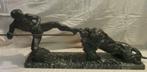 art deco brons krijger  P. Berjean  the lioness hunt, Bronze, Enlèvement
