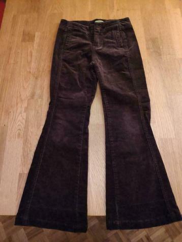 Bruine retro ribfluweel broek flares olifantenpijpen 122 128, Kinderen en Baby's, Broek, MET, Gebruikt, Meisje